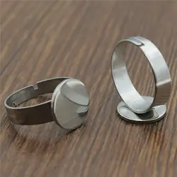 10 шт. 12 мм Круглый плоское кольцо база Регулируемые кольца настройки база для изготовления ювелирных изделий нержавеющая сталь Материал
