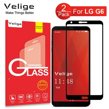 

2 Pack Velige Tempered Glass Screen Protector For LG G6 G 6 LGG6 Full Cover Easy Installation Real 2.5D 9H Glass Flim