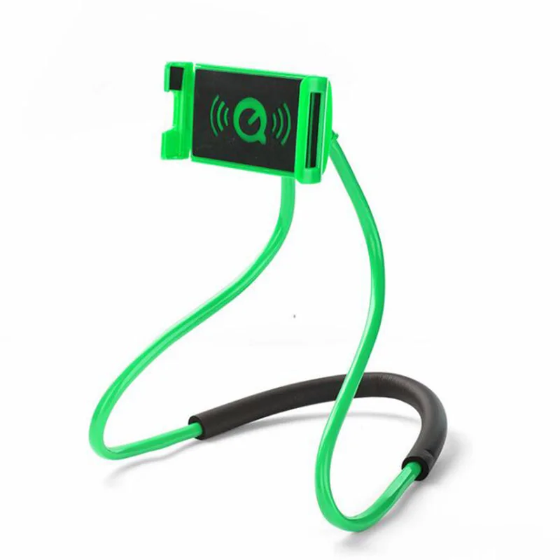 Гибкий держатель для мобильного телефона, висящий на шее, ленивое ожерелье, кронштейн, кровать, 360 градусов, держатель для смартфона, подставка для IPhone, Xiaomi, huawei - Цвет: Зеленый