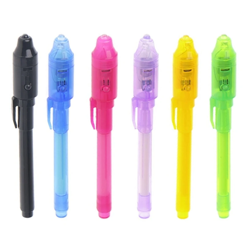 

6Pcs/set Invisible Ink Pen Built in UV Light Magic Marker For Pen Safety To Use (pink+purple+yellow+blue+black+green)