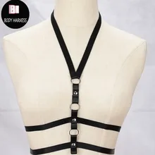 Женский сексуальный эластичный бандажный бюстгальтер жгут ремень заклепки полюс танец белье короткий топ бондаж Готический Черный Косплей жгут тела