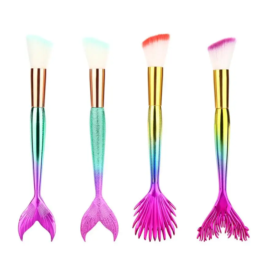 Hot!6PCS Mermaid Brush Set Foundation Eyeshadow Brushes Makeup Brushes Beauty Sep 6in Eye