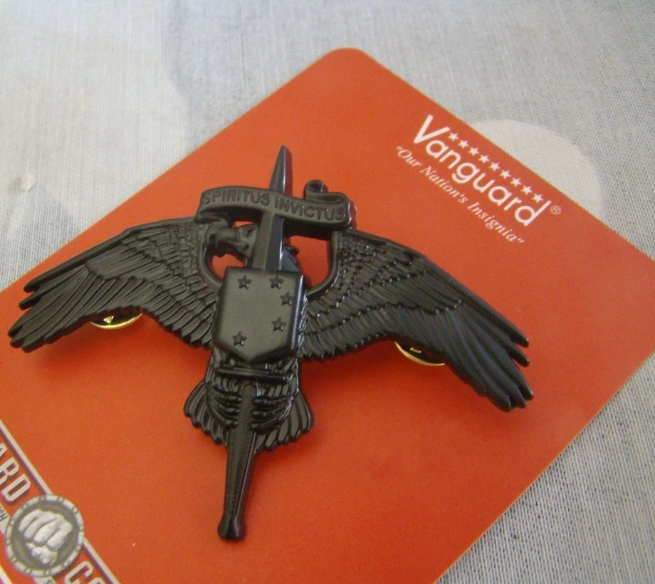 

US Usmc Marsoc Wings Badge Pin Marine Raider Insignia Spiritus Invictus BLACK