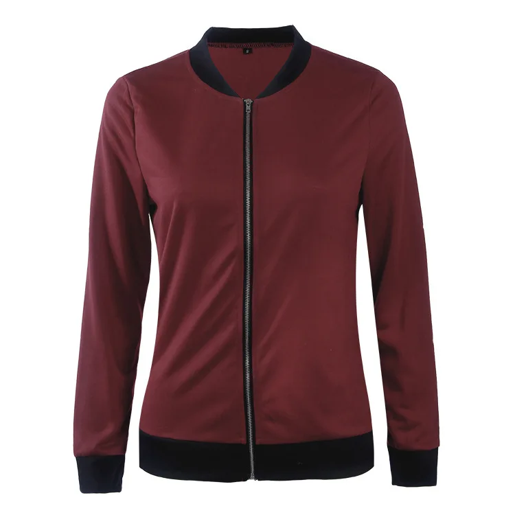 2017 fashion women's European and American style autumn simple small jacket jacket special wine red green black blue big yards (15)