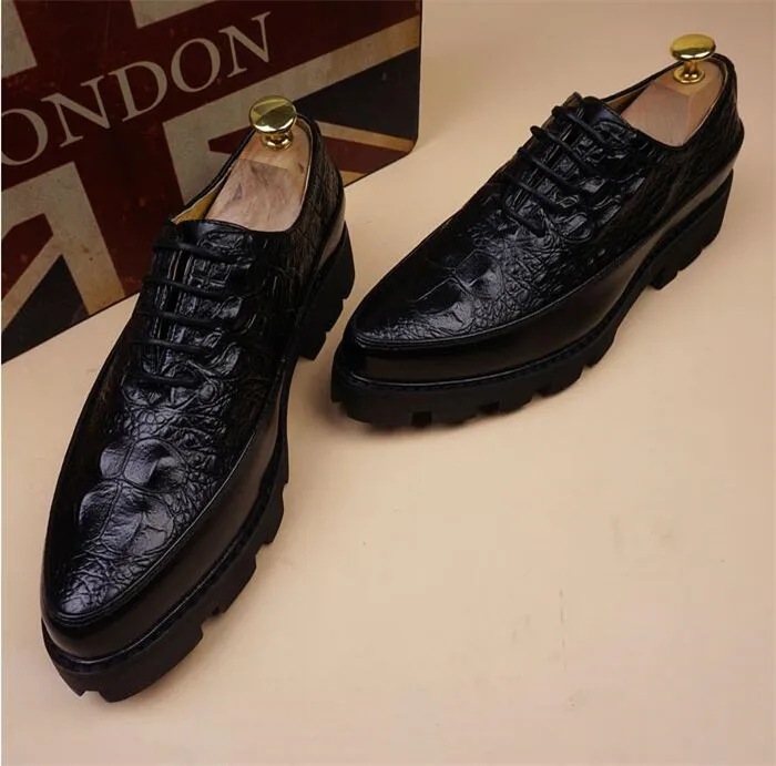 De Homens Vinho Outono up Toe Inverno Em Britânicos Preto Pic Sapatos Aumentou vermelho Couro Relevo Casuais Lace Apontou as Ur47r0
