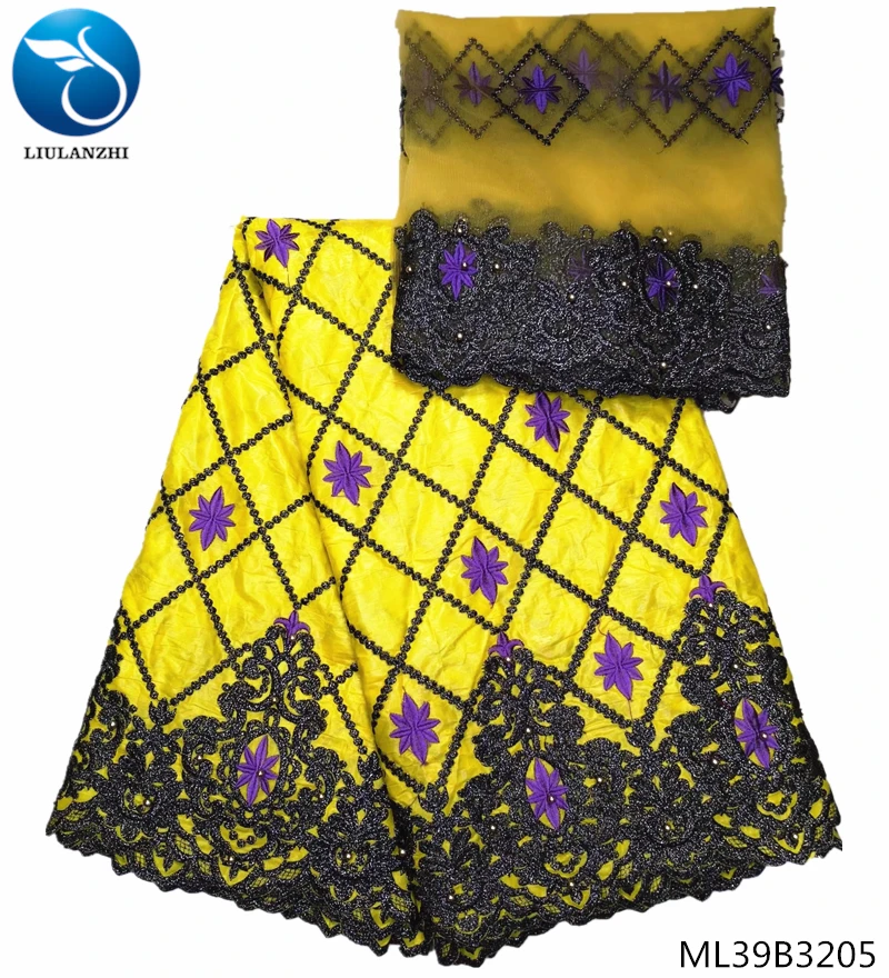 

LIULANZHI yellow bazin riche 2019 jacquard brocade fabric cotton fabric with scarf 7yards/lot for wedding dress ML39B32