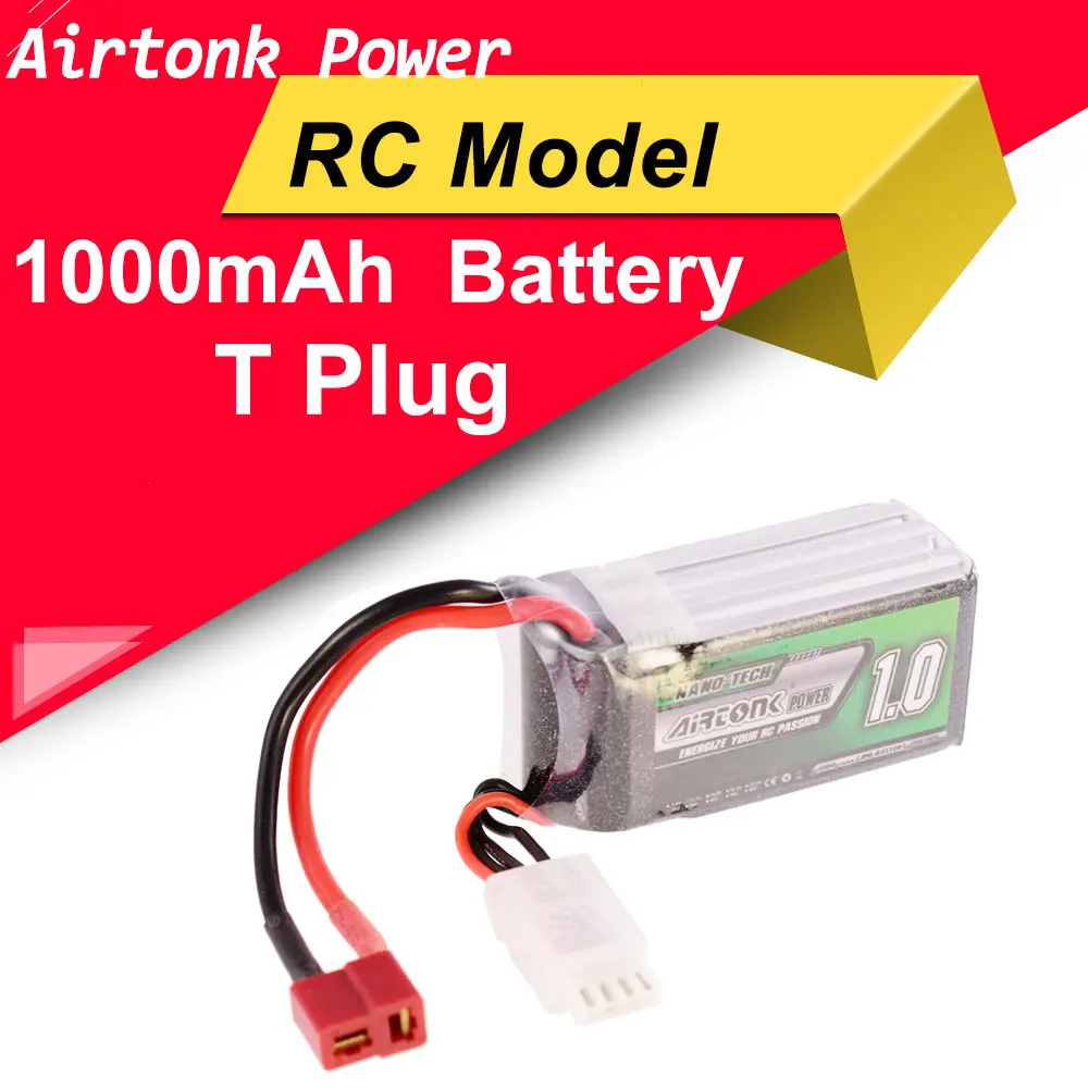 

Airtonk Power 11.1V 1000mAh 30C 3S Lipo Battery T Plug Rechargeable Battery for RC Racing Drone Quadcopter Helicopter Car Boat