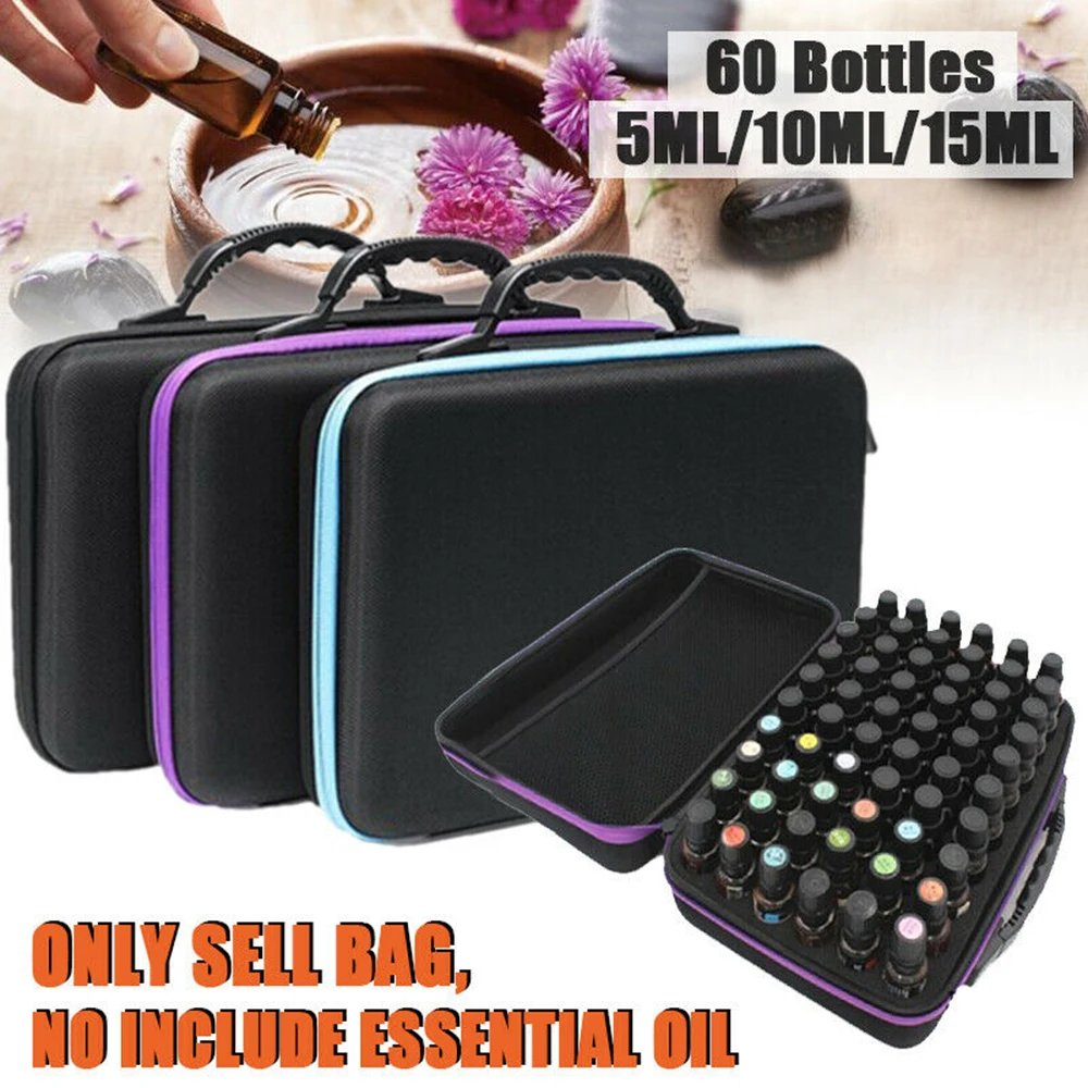 

New 60 Bottle Portable Essential Oil Storage Case 5ML~15ML Holder Aromatherapy Hand Bag