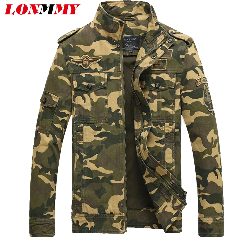 

LONMMY M-6XL Cotton mens jackets and coats man Army Military jacket mens Bomber jacket men coat brand clothing windbreakerWinter