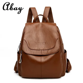 

2019 Female Leather Backpacks High Quality Sac A Dos Ladies Bagpack Luxury Designer Large Capacity Casual Daypack Girl Mochilas