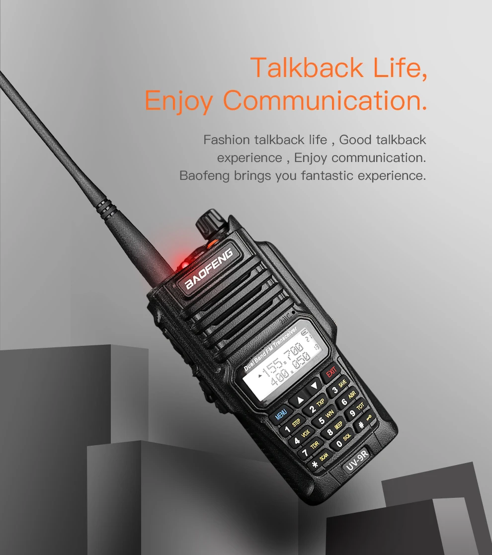 BaoFeng UV-9R plus водонепроницаемый walkie talkie 10 Вт радиоприемопередатчик большой дальности CB ham радиостанции Hf трансивер