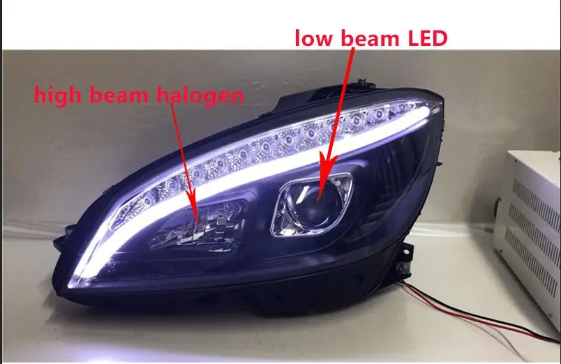 Автомобильный стильный головной фонарь для W204 светодиодный фары 2007-2010 C300 C260 светодиодный DRL Hid автомобильные аксессуары - Цвет: led (low beam )