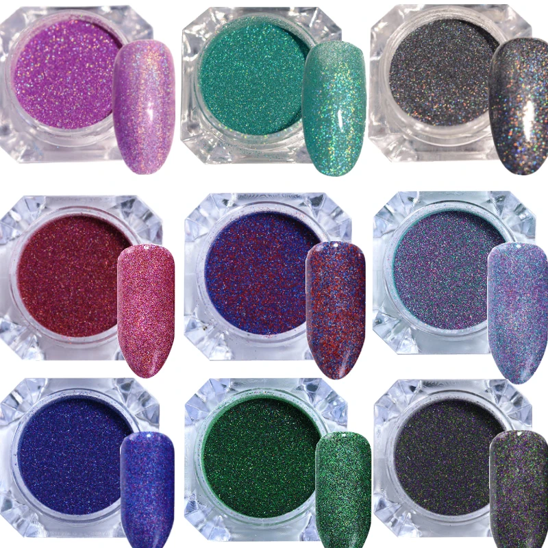 

1 Box Holographic Glitter Powder Laser Dust Pigment Paillettes Manicure Nail Art Decoration for Nail UV Gel Polish DIY