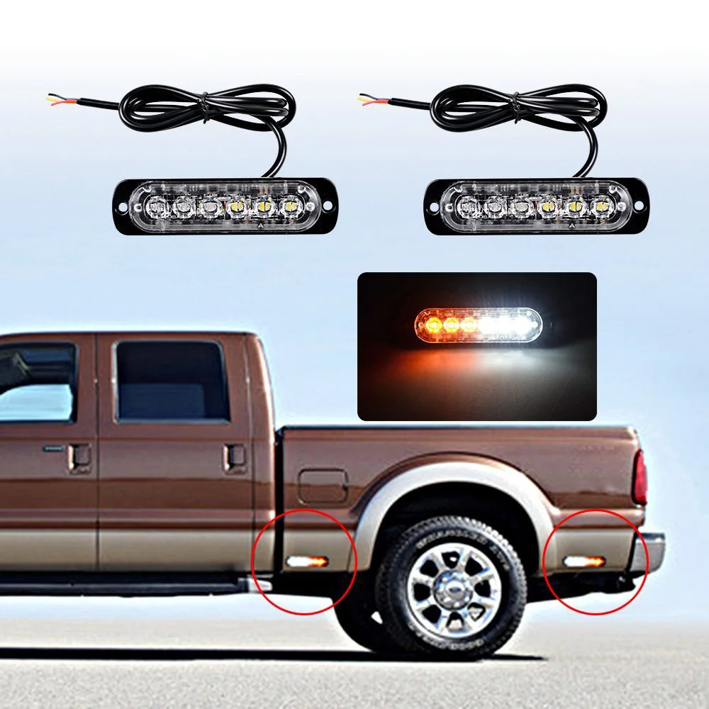 2PCS Blue Color 6 LED Strobe Light Universal Design strobe light bulb 16 flashing modes Car