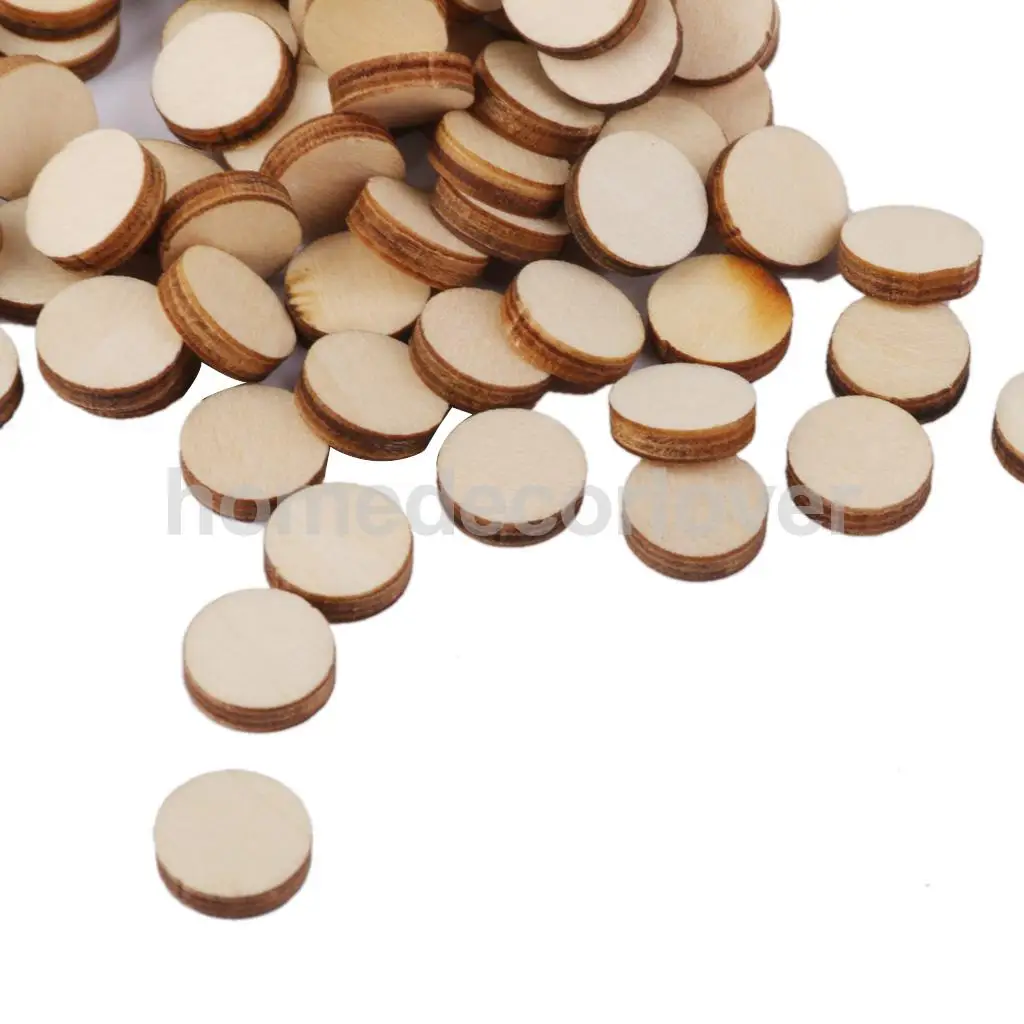 

100x Unfinished Round Circle Wooden Embellishment for Cardmaking DIY 10x3mm