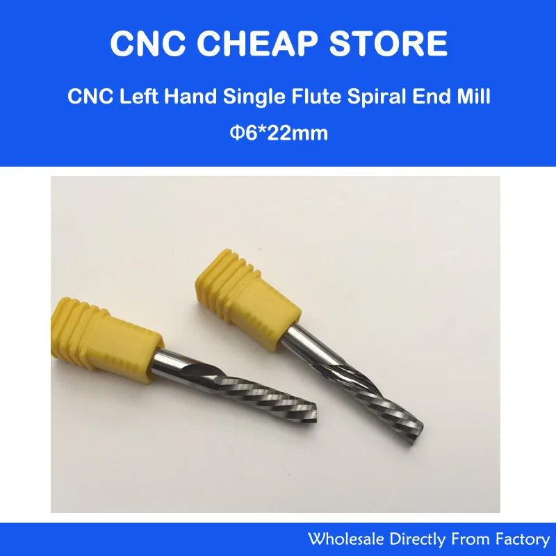 

HQ left hand down cutter spiral single flute CNC router bits 6mm*22mm