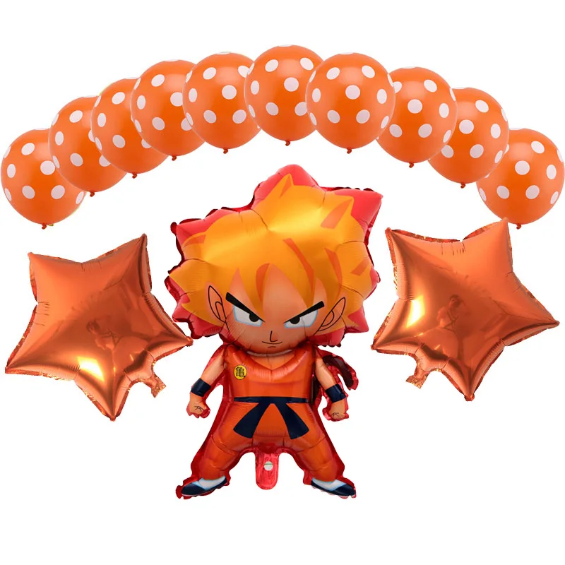 

13pcs/lot Cartoon Son Goku Dragon Ball &Sonic Foil Balloons Birthday Party Decorations with dot Latex lots Balloon kid toys