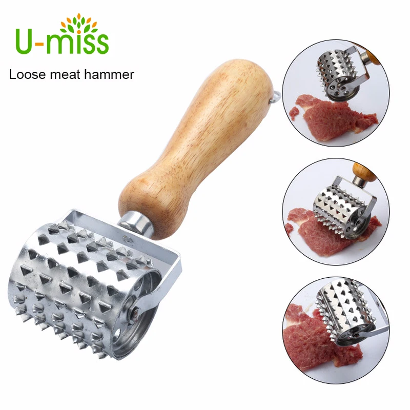 

U-miss Stainless Steel Meat Tenderizer Poultry Tool Cutter Pork Beef Handler Chopper Cutter for Meat Hook Kitchen Dining Bar