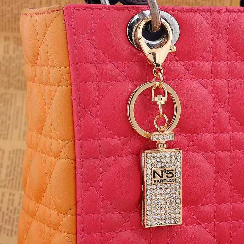 Creative Novelty Crystal Perfume Bottles Keychain Fashion Rhinestone