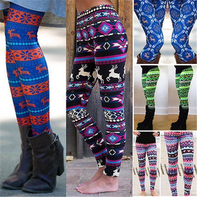 1pc Womens Winter Christmas Snowflake Reindeer Stretchy Knitted Warm