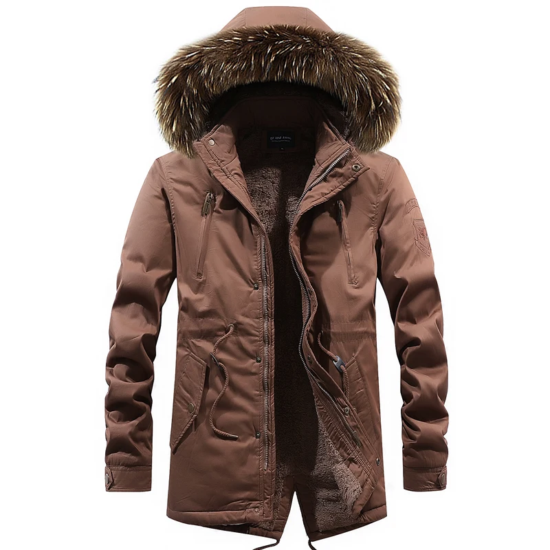 

Loldeal cashmere Thick parkas Fur Hooded Collor Thicken Man Jackets Outwears Men Parka Coat