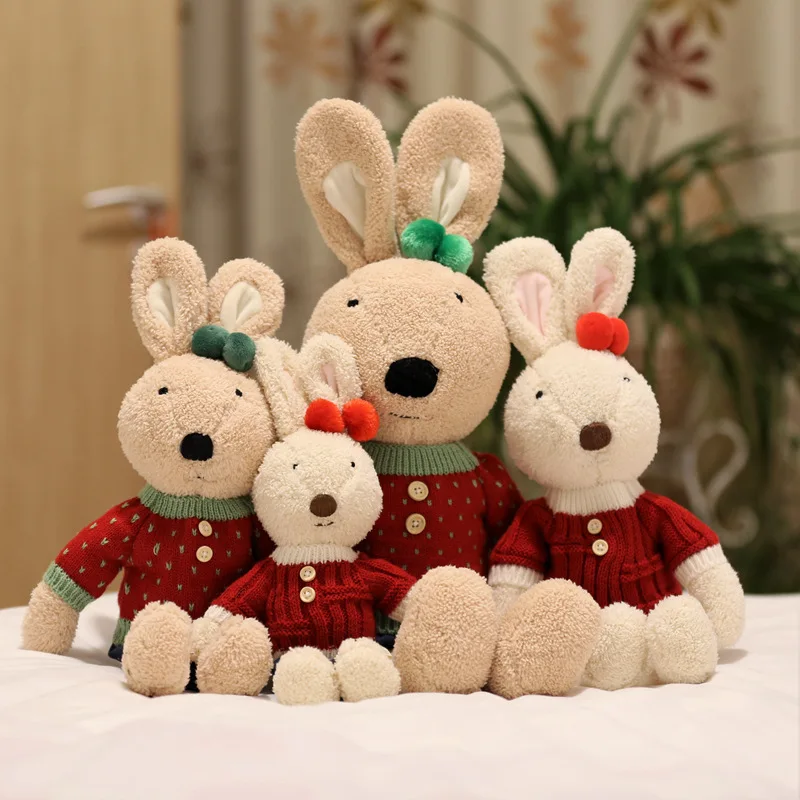 

Kawaii Christmas Rabbit Plush Dolls Stuffed Animals Toy Soft Bunny Sweater Clothes Doll Rabbits Toy for Children Birthday Gifts