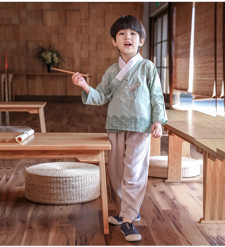 Китайский Hanfu Одежда для мальчиков в китайском стиле для детей, костюм для китайского народного Костюмы Летняя Детская древний Феи в Корейском стиле династии Тан Цин Hanfu DQS1433