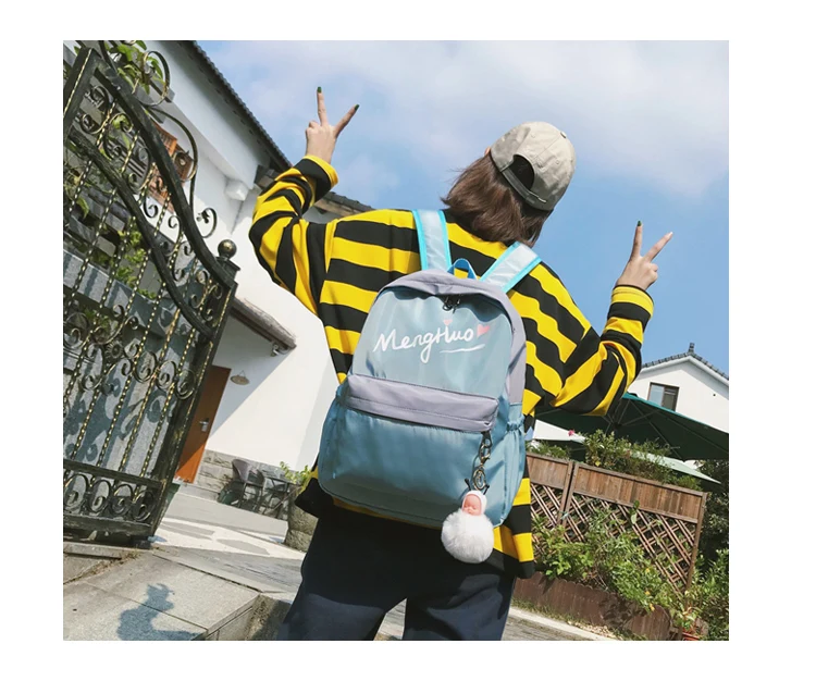 Menghuo Women Waterproof Nylon Backpack Female Rucksack School Backpack for Girls Fashion Travel Bag Bolsas Mochilas Sac A Dos--_10