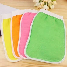 Отшелушивающий Ванна перчатки скраб для лица и тела удаления угрей Антицеллюлитный Массаж Рукавицей Цвет случайный