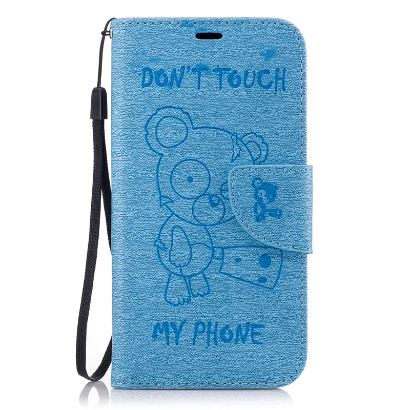 Кожаный чехол книжка с изображением медведя из мультфильма Don't Touch My Phone чехлы