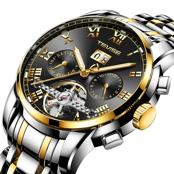 

Tevise Top Brand Men Watch Mens Luxury Stainless Steel Tourbillon Calendar Automatic Mechanical Wristwatch Relogio Masculino