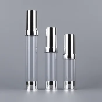 

50pcs 15ml silver electrochemical aluminum vacuum flask AS plastic Airless Pump Eye cream bottle Cream emulsion subpackage