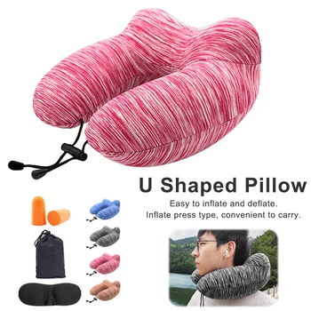 

Travel Pillow Folding U Shape Neck Pillows Air Cushion Inflatable Portable Comfortable Business Trip for Airplane Outdoor