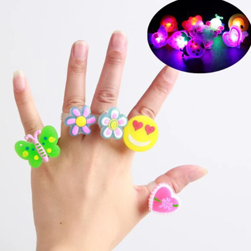 20pcs Cute Cartoon Flashing Finger Ring Led Light Glow Finger Ring Jewelry Party In The Black Night Blinking Glow Children Toys Party Party Party Party Jewelryparty Led Aliexpress