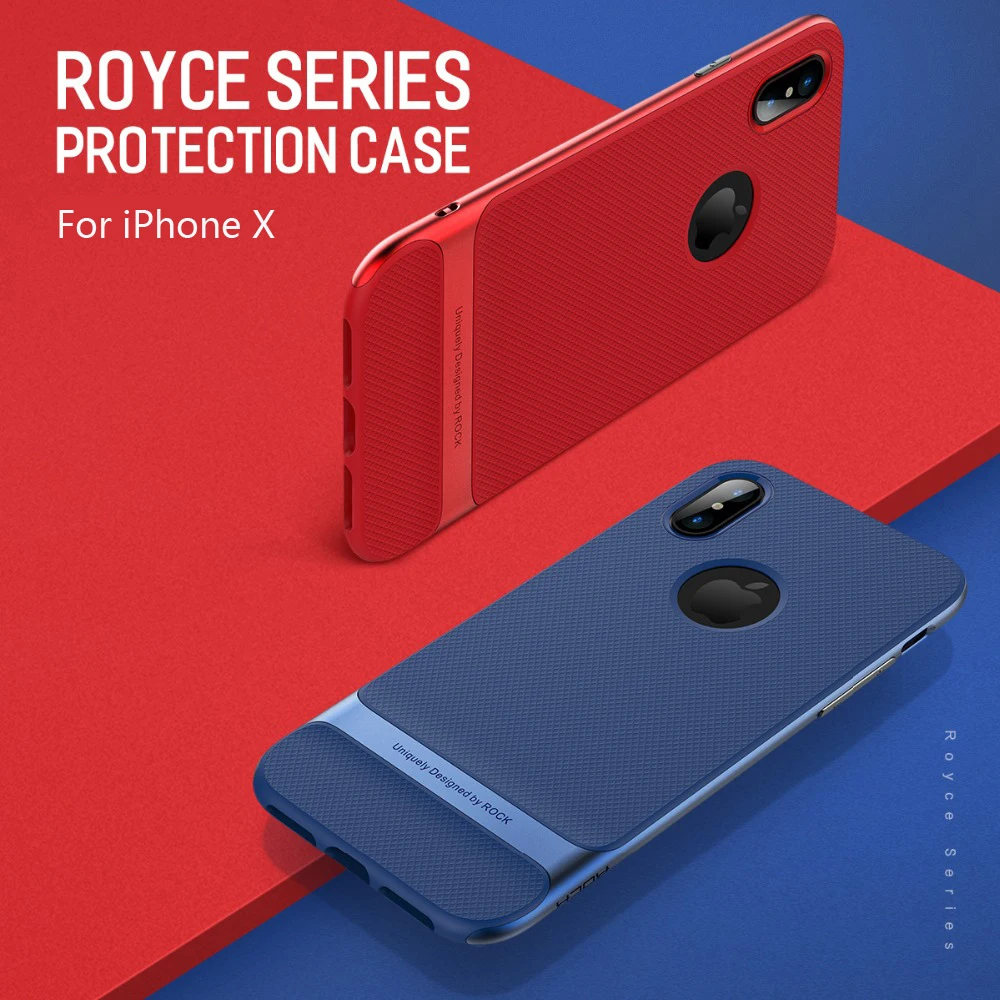 Royce Series для IPhone X случае рок-чехол для телефона для iPhone X задняя крышка Роскошные Hybrid PC+ TPU гальваническим Корпуса для iphonex