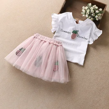 

Bibicola summer girl clothing set children girls princess clothes outfit kids cartoon T shirt+dress 2 pieces clothes costume set