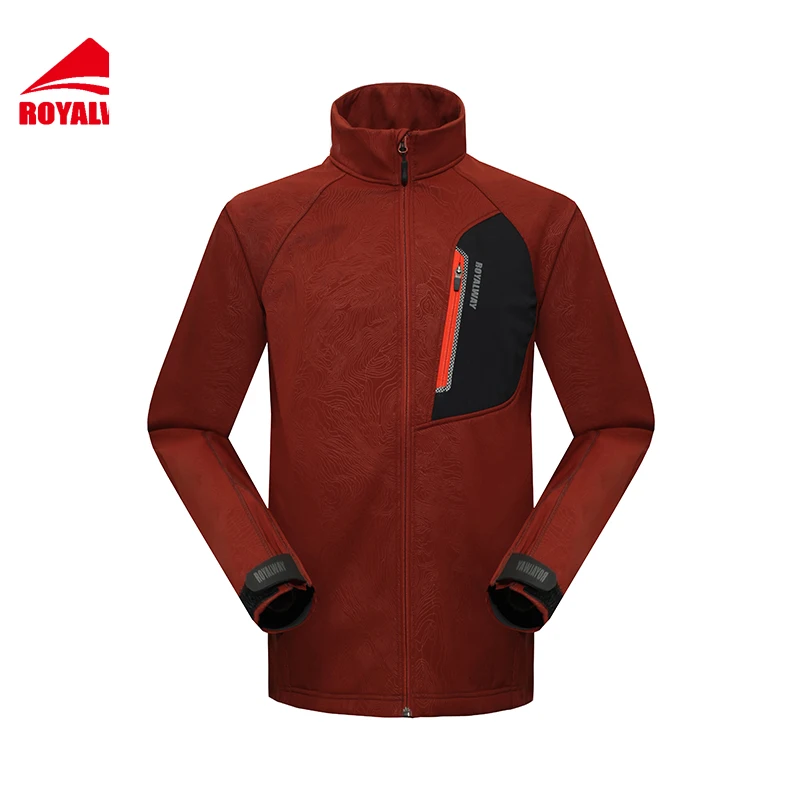 

ROYALWAY Men Soft Shell Hiking Jacket Outdoor Camping Jacket 2017 New Arrival Spring Free Shipping Wine Black Military#RFCM3203E