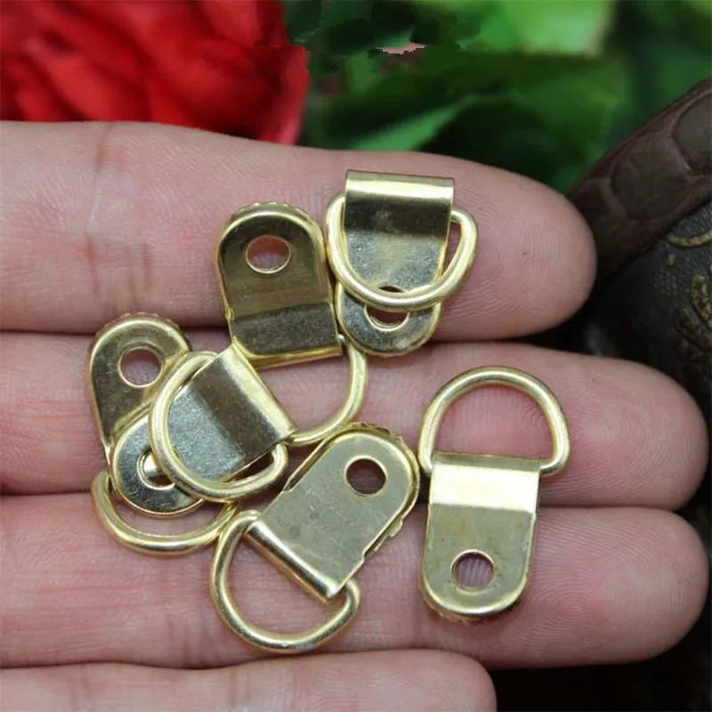 Yellow Half Round Ring Hanging Picture Oil Painting Mirror Frame Mini Hooks Hangers With Screws,25*10mm,200Pcs