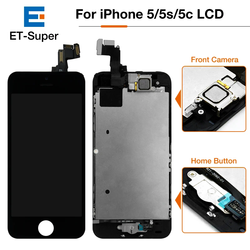 

AAA+++LCD Display For iPhone 5 5S 5C Complete LCD Screen+Camera Speaker Home Button Spare Parts No Dead Pixel Digitizer Assembly