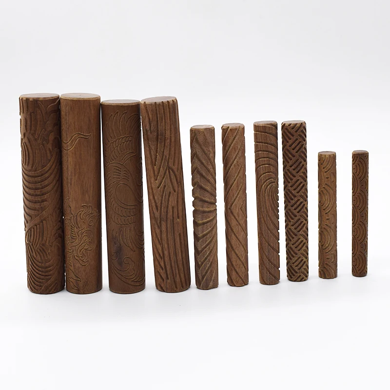 Текстура древесины рулон прессованные печать инструменты для создания текстуры Полимерная глина Керамика гончарные инструменты Скалка 10 шт./компл