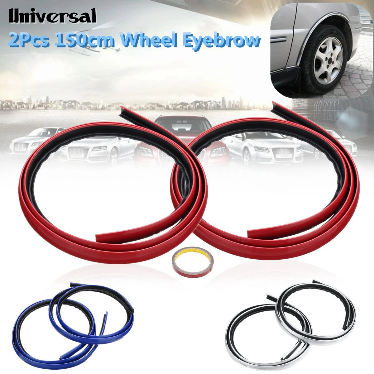 

2pcs 150cm Universal Car Mud Flaps Splash Guard Fender Flare Extension Wheel Eyebrow Cover Moulding Trim Protector Lip