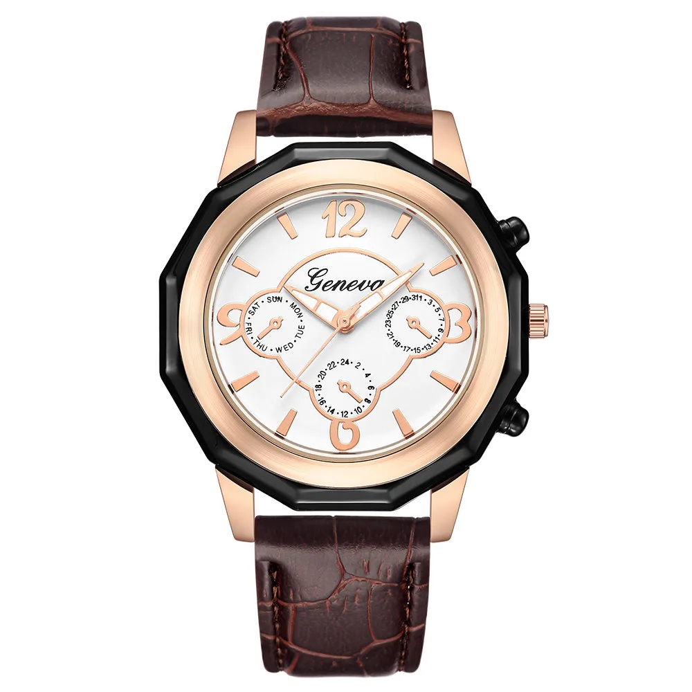 Fashion Women Leather Casual Watch Luxury Analog Quartz Crystal Wristwatch Fashion Women Leather Casual Watch Luxury Analog Quartz Crystal Wristwatch