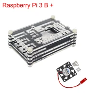 New Arrival Raspberry Pi 3 Model B+ Case 9-Layers Acrylic Case Box Enclosure with Cooling Fan only for Raspberry Pi 3 Model B+ 