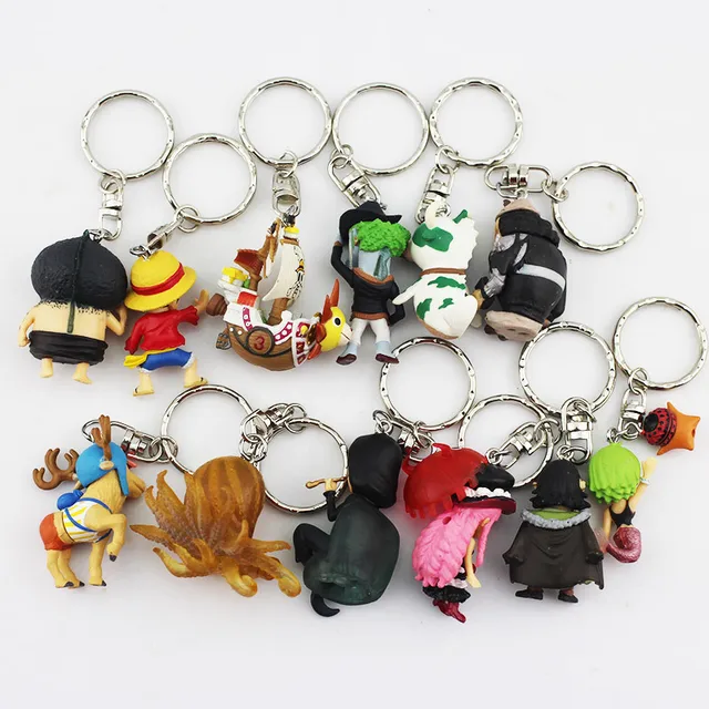12pcs set One Piece Luffy Chopper Sanji Keychains One piece
