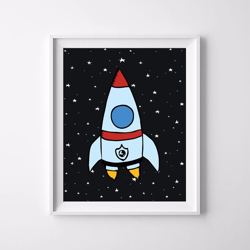 ロケット スペース子供のポスター保育園プリントアートポスター スカンジナビア掛り絵画キャンバスアートプリントキッズルーム家の装飾なしフレーム Art Poster Wall Picturespicture Canvas Aliexpress