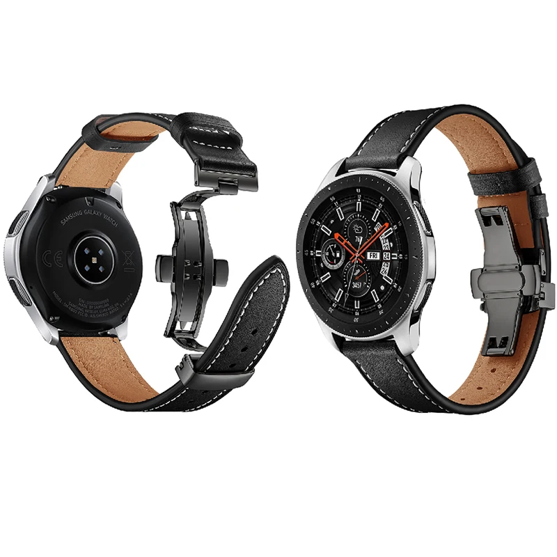 For Samsung Galaxy Watch 46mm 42mm Bands Genuine Leather Steel Butterfly Watch Strap Band For Gear S3 Huawei Watch 2 pro 22mm For Samsung Galaxy Watch 46mm 42mm Bands Genuine Leather Steel Butterfly Watch Strap Band For Gear S3 Huawei Watch 2 pro 22mm
