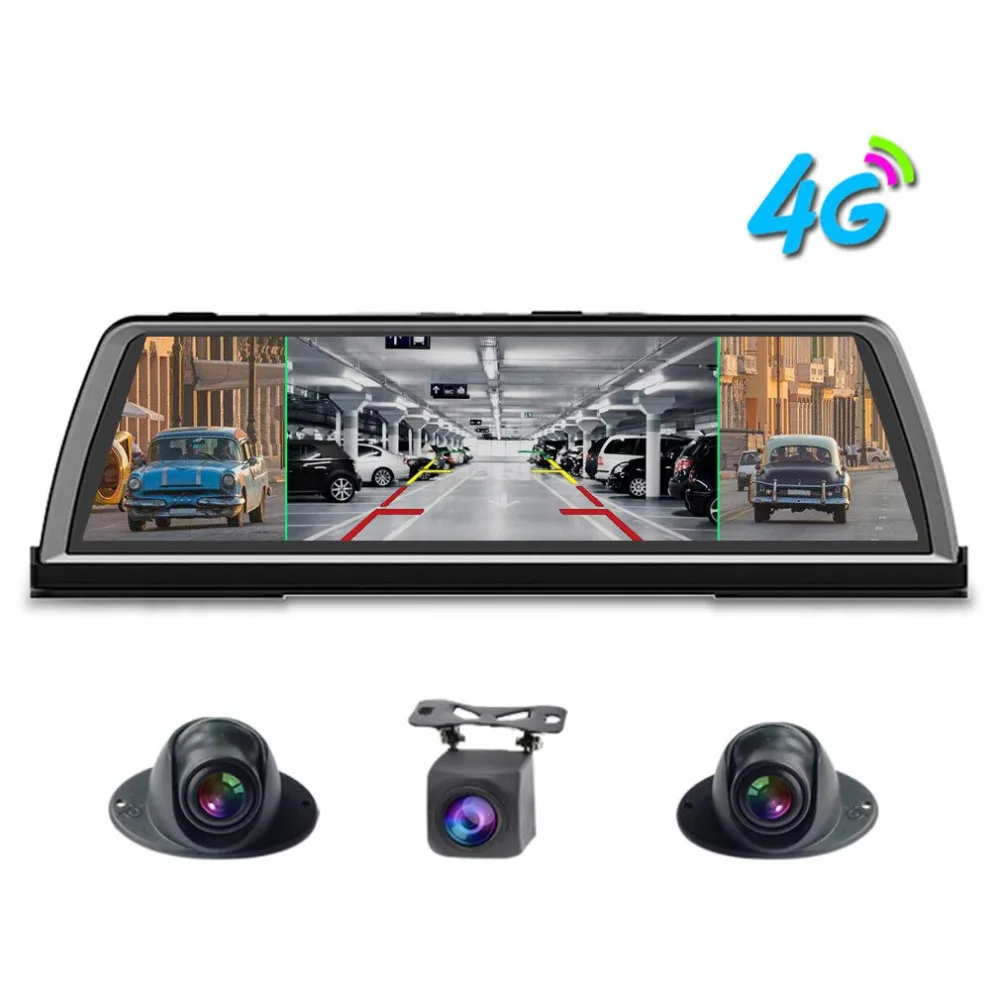 360 ° панорамный Автомобильный видеорегистратор 10 ''4G сенсорный ips Специальное зеркало заднего вида gps Bluetooth навигация WiFi 4CH камеры рекордер