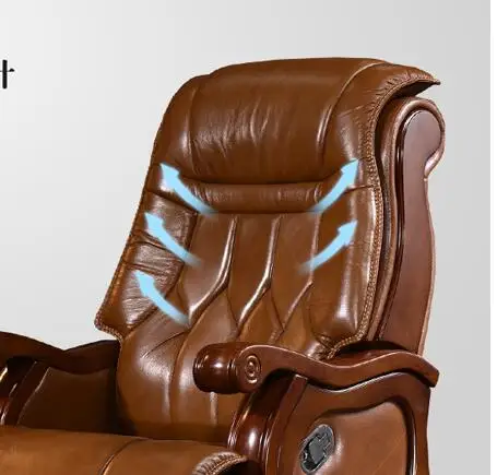 Босс стул натуральная Может лежать в компьютере стул. С массаж может поднять голову слой кожи коровы офис 1