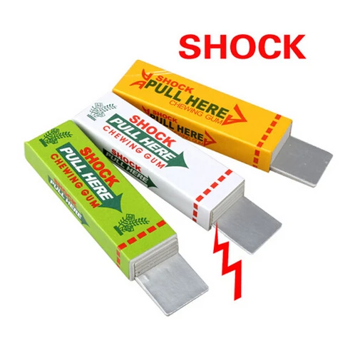 

2017 New Arrival Color Random Safety Trick Joke Toy Fun Electric Toys Chewing Gum Pull Here Practical Jokes Fantastic for Fun
