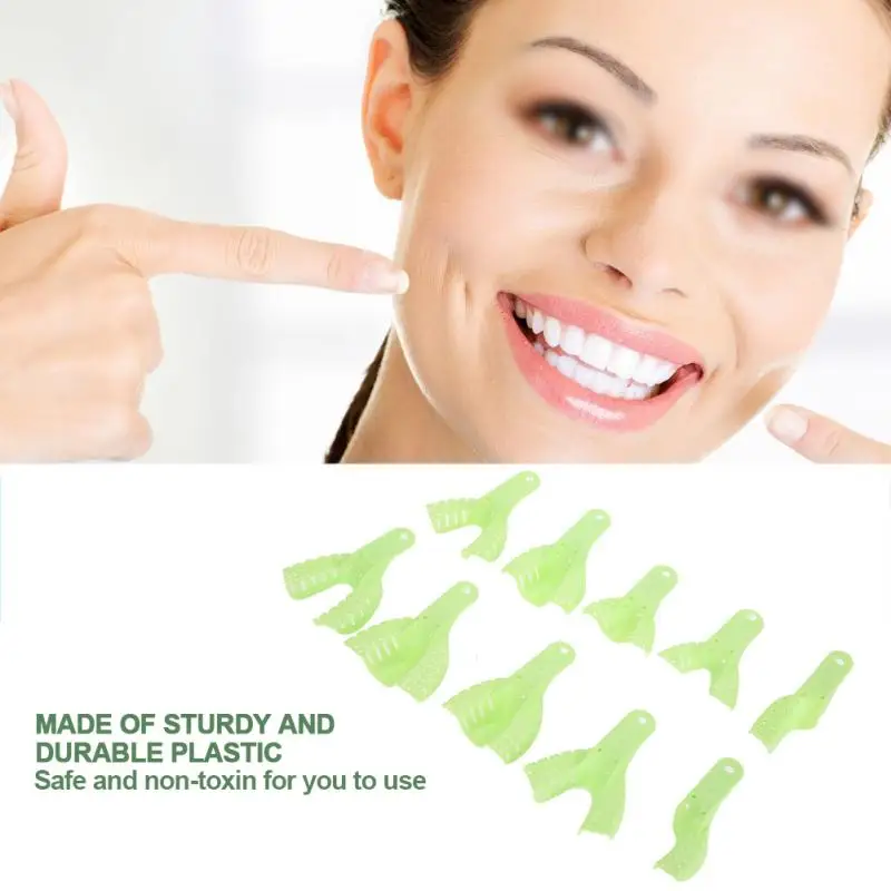 10pcs Set Soft Disposable Dental Trays Perforated Central Denture Oral